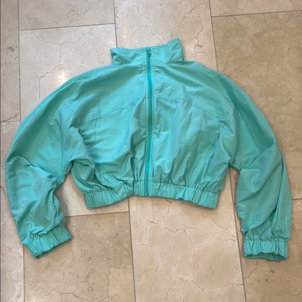Year of ours YOS wind breaker Women's Aqua Jacket small zip up